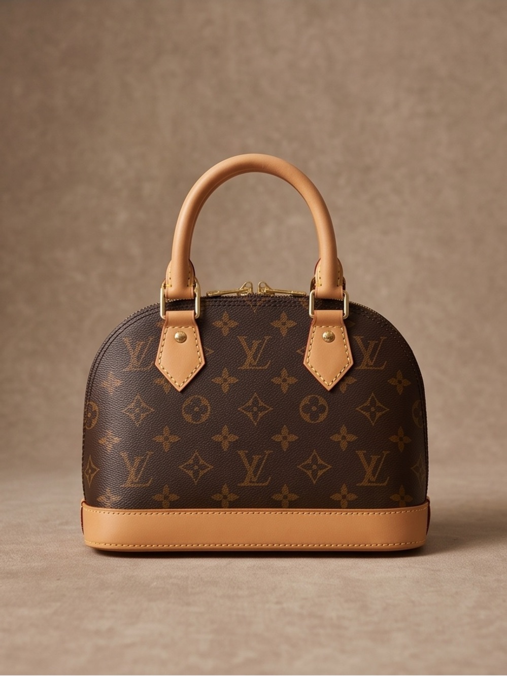 Louis Vuitton Monogram Alma BB Satchel in Brown and Tan